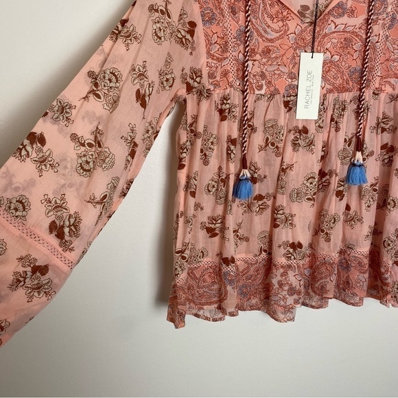 Rachel Zoe NWT Bohemian Floral & Paisley Print Top - Picture 5 of 13